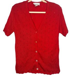 Red Button-Up Women's Cardigan
